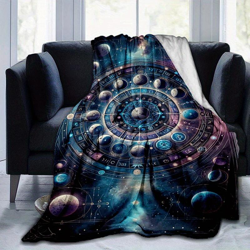 1pc Planet Printing Lightweight Flannel Blanket, Comfortable and Warm Blanket, for Camping Sofa Bed and Couch Office, Gift