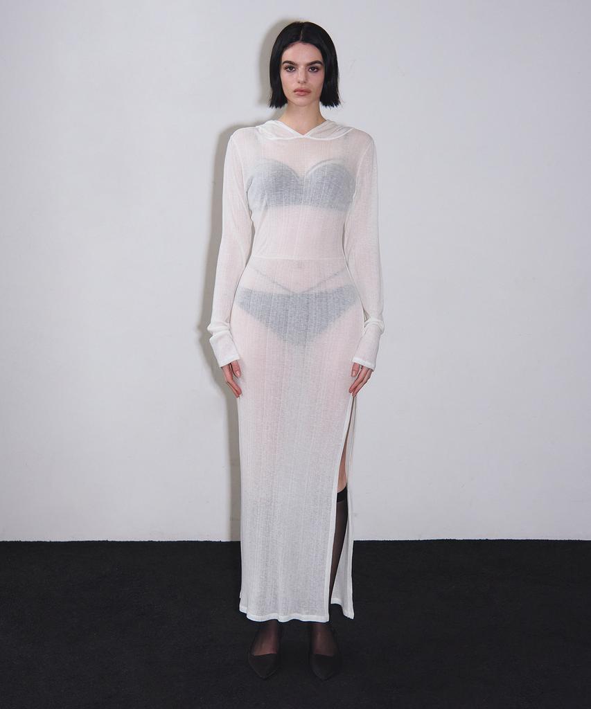 VINAJ Hooded Long Dress Cover-Up (White)