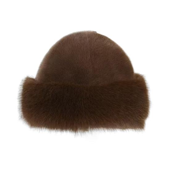 Faux Fur Winter Bucket Hat Solid Color Soft Texture Thickened Warm Plush Hat Gentle
