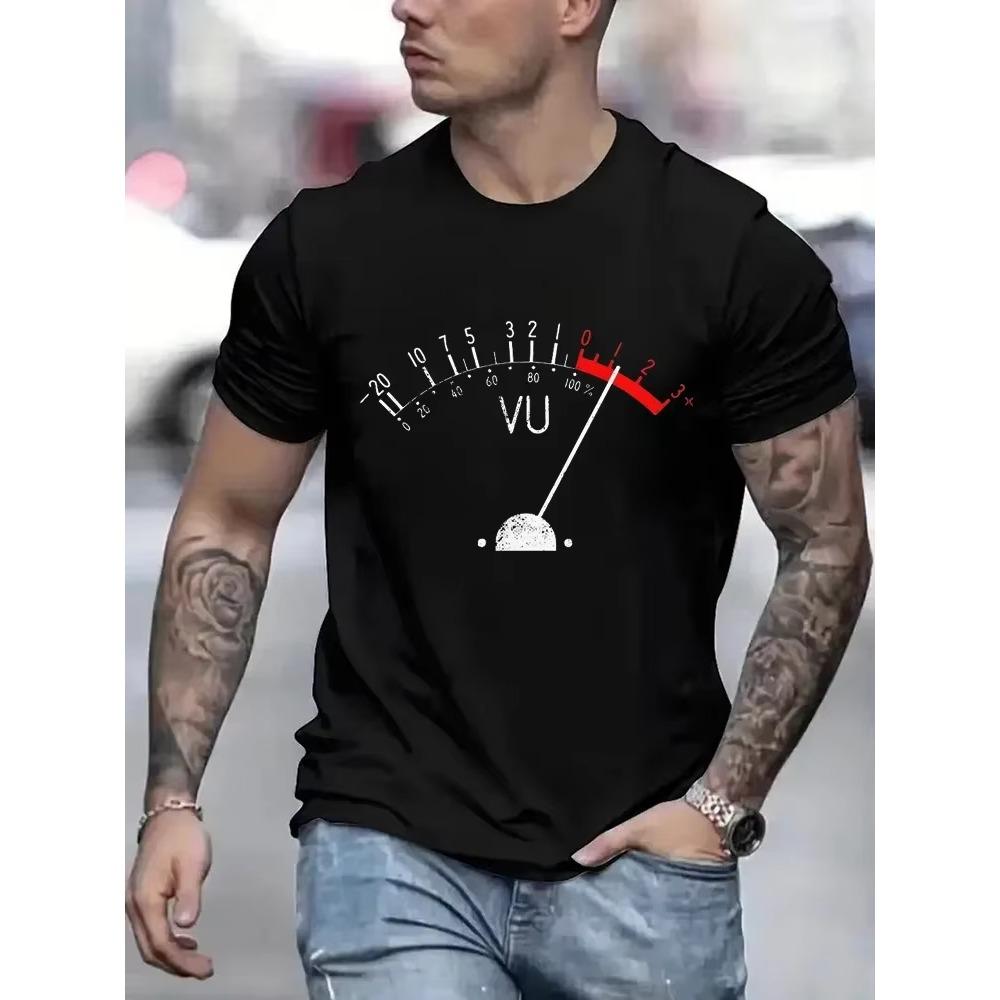 

Vintage VU Meter Print Men T Shirts Streetwear Summer Clothes Oversized Tshirts Clothes Loose T Shirt Short Sleeve Men Clothing S