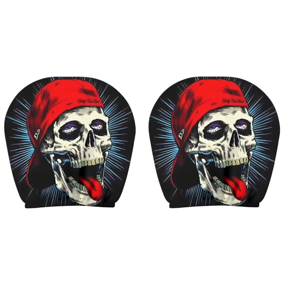 Universal Car Seat Cover Black Skull Pattern Breathable Car Headrest Cover Elastic Dust-proof Car Seat Headrest For Cars Trucks