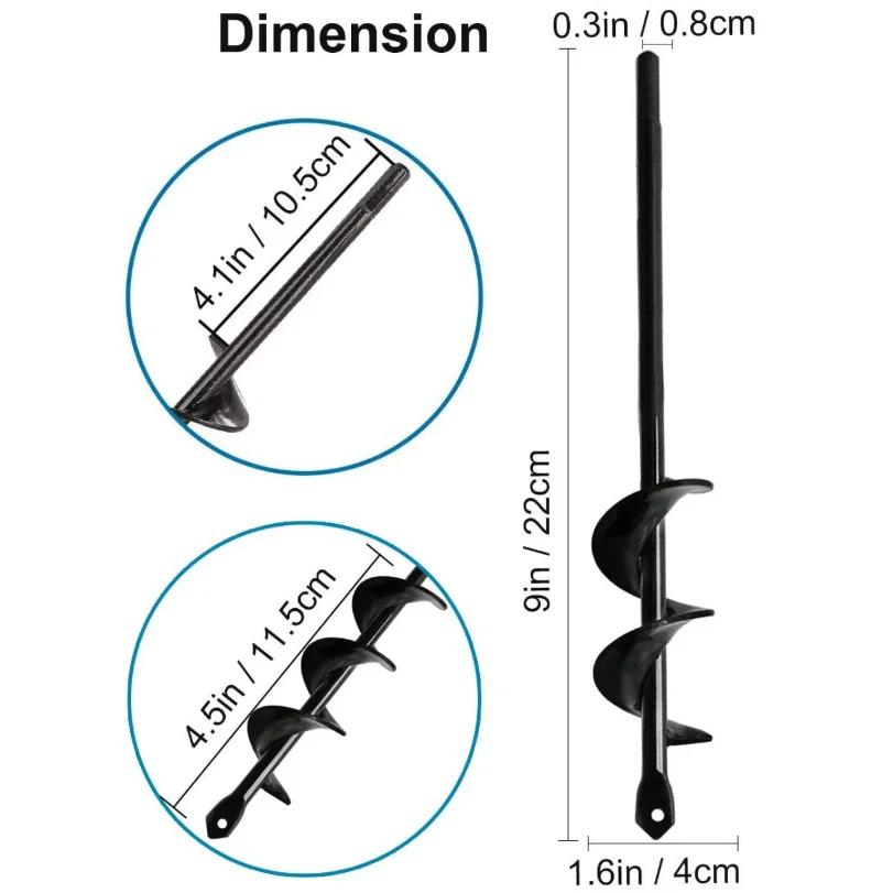 Garden Auger Spiral Drill Bit With 3/8" Hex Drive Drill Planting Hole Digger Tool Loose Soil Drill Bit Accessories