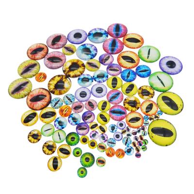 Julie Wang 100pcs Mixed Style Dragon Eye Flatback Glass Cabochon Domes for Adults Crafts Making Necklace Pendant Jewelry DIY (Mixed Size 2)