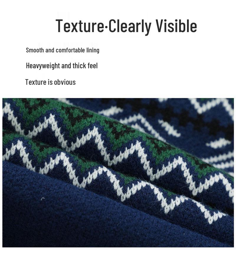 Autumn 2025 Retro Ethnic Round Neck Knit Sweater Coat