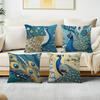 1/4pcs Bohemian Peacock Throw Pillow Covers Vintage Blue Gold Decorative Cushion Cases for Home Living Room Bedroom Sofa