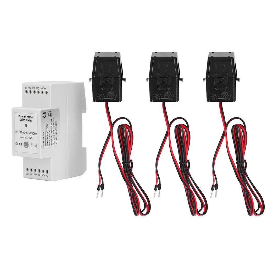 WiFi Energy Monitor 3 Phase 4 Wire Smart APP Control Electricity Usage Meter with Relay and 3x120A C