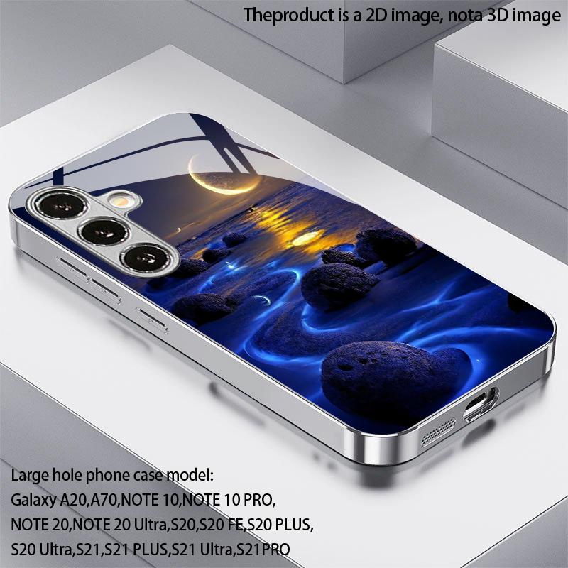 Fluorescent Reef Pattern 2D Phone Case for Samsung S26 S25 S24 S23 S22 S21 S20 A56 A36 A16 Electroplated Glass Protective Cover