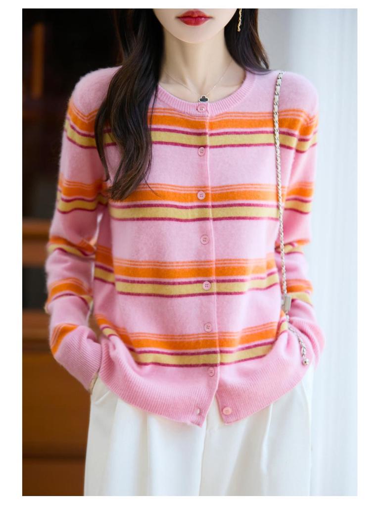 AUTUMN WINTER WOOL CARDIGAN: Women’s Loose Long Sleeve Round Neck Top