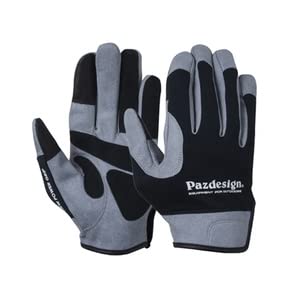 Paz Design Offshore Gloves with Leather Finger Guards, PGV-033, Black and White, XL