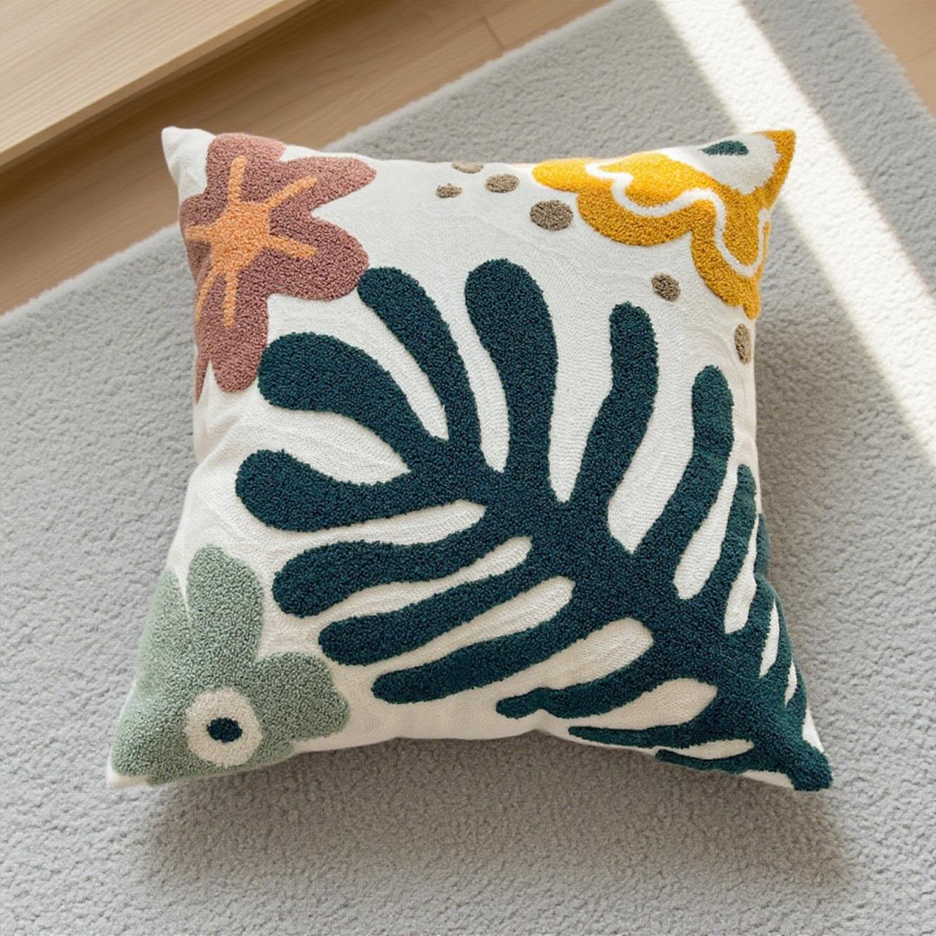 

1pc, Plant Flower Pattern Polyester Cushion Cover, Pillow Cover, Room Decor, Bedroom Decor, Sofa Decor, Collectible Buildings Accessories 1pc 45X45 without core