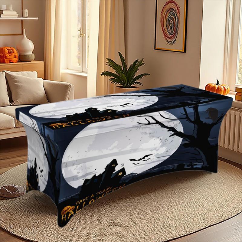 Halloween Printed Stretch Tablecloth Milk Fabric Outdoor Party Decor