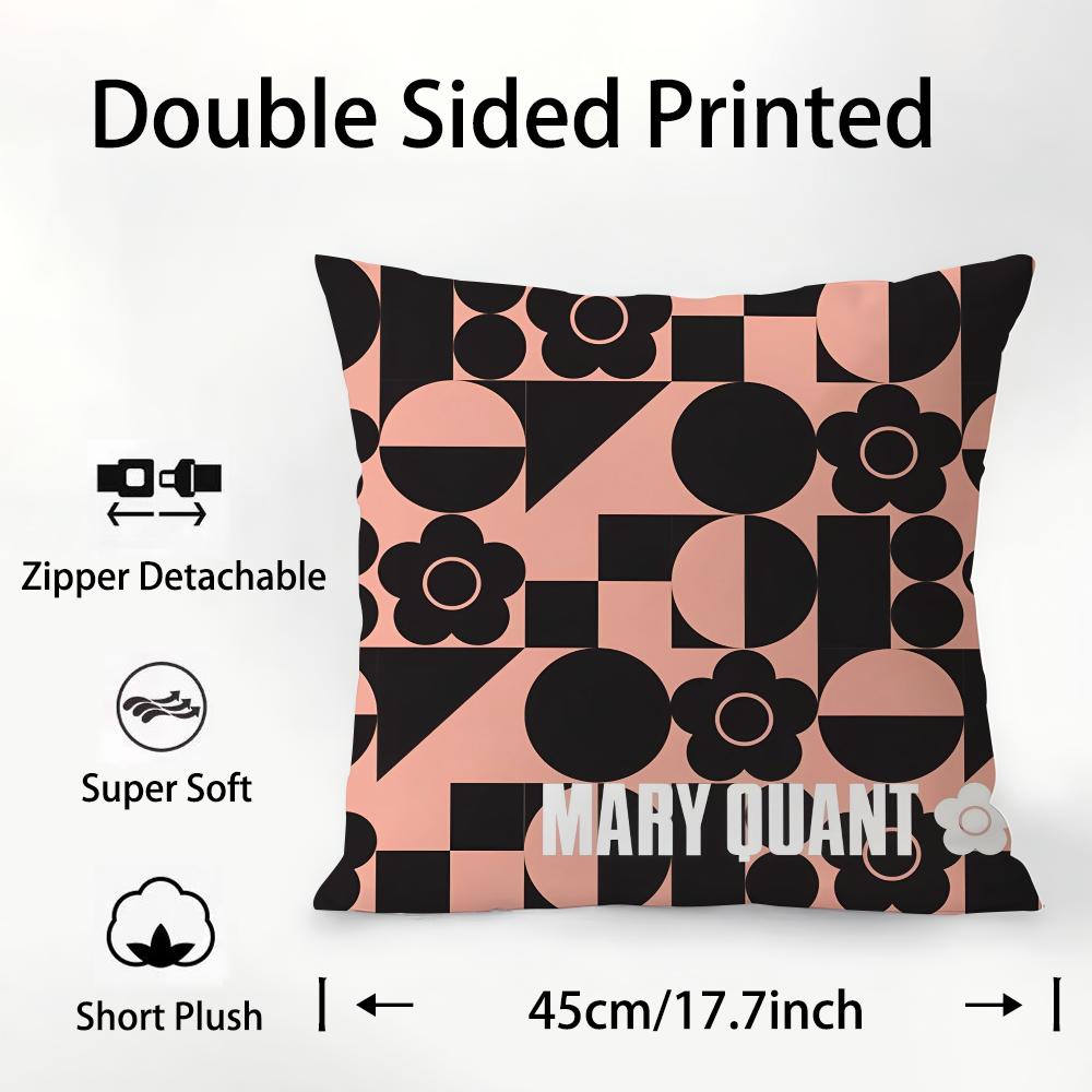 Fashion M-Mary-Q-Quant Pillow Case Plush Fabric Soft Double Sided Print Sofa Cushion Cover Throw Pillow Covers