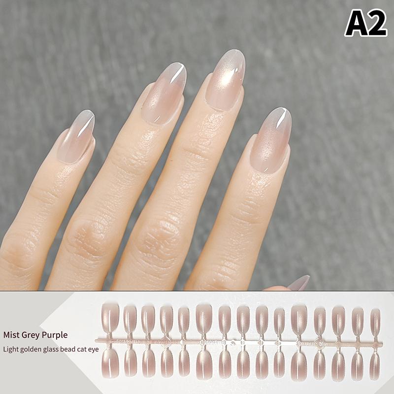 30Pcs Press On Nails French Tip Fake Nail Set Square Shape Reusable Stick-on For Women Girls Day Out