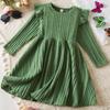 Girls Fashion Cute Fly Sleeve Long Sleeve Princess Dress Solid Color Dresses