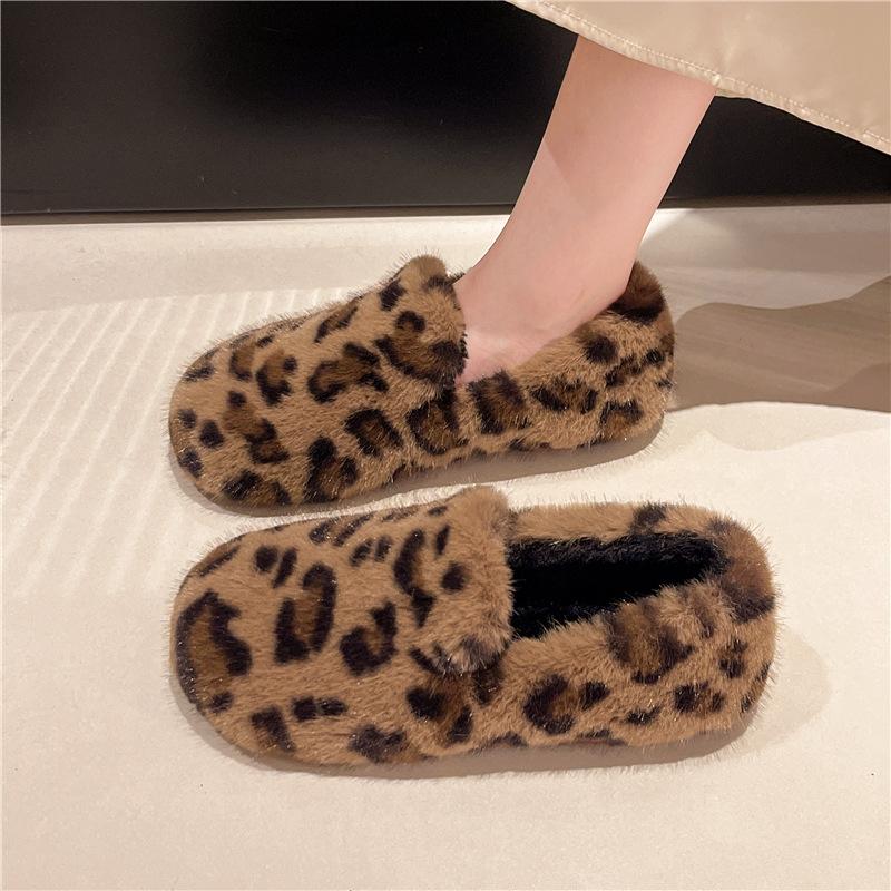 Retro Style Plaid Cotton Shoes for Women's Outer Wear In the Winter of 2025, New Home Indoor Thick-soled Non-slip Fluffy Shoes