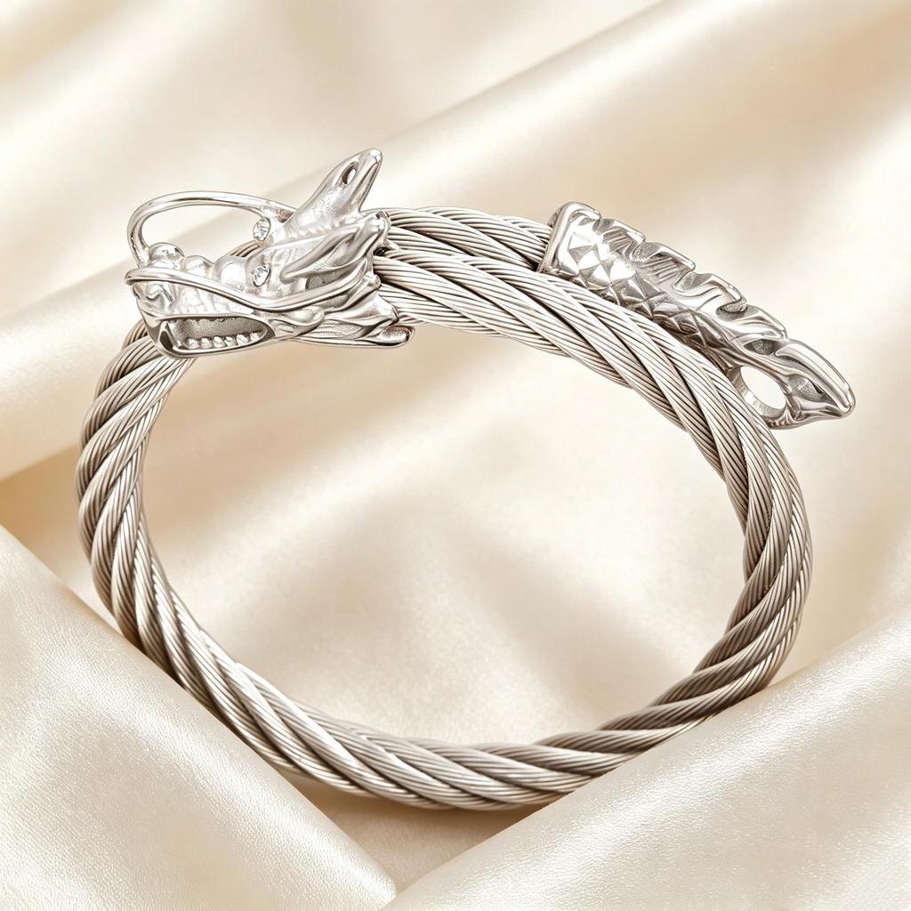 Men's Trendy Titanium Steel Dragon Head Bracelet