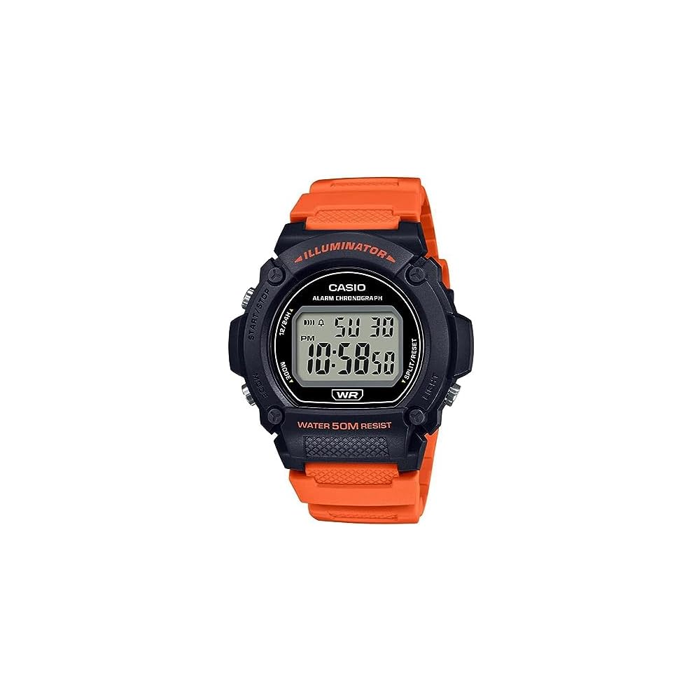 Casio Standard Digital Watch W-219H-4AV Men s Orange Waterproof Lightweight Design