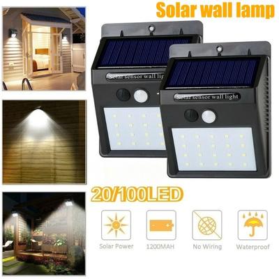 LED Solar Işık 20/100LED Kablosuz Hareket Sensörlü Işık Su Geçirmez Solar Dış Mekan Işıkları Bahçe Dekorasyonu Spotlar Duvar Lambası