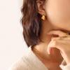 European & American Niche Design 18K Gold-Plated Titanium Steel C-Shaped Round Bead Earrings