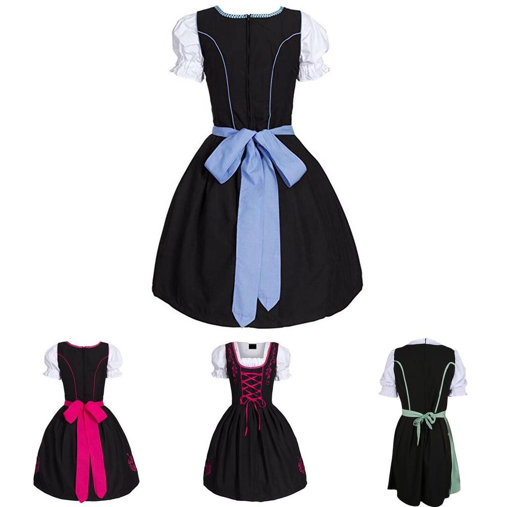 Okouzlující německé šaty Bavorský Dirndl Kostým s Elegantní Zdobení Zástěry