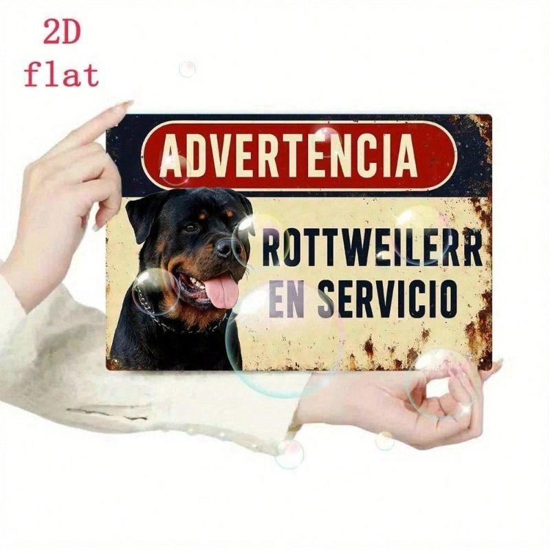 

Vintage Warning Sign Rottweiler En Servicio Metal Poster Wall Decor Garage