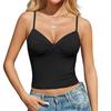 Damski letni top na ramiączkach z przodem w kształcie skrętu, wąski krój, casualowy crop top, bez rękawów, elastyczny, koszulka camisole