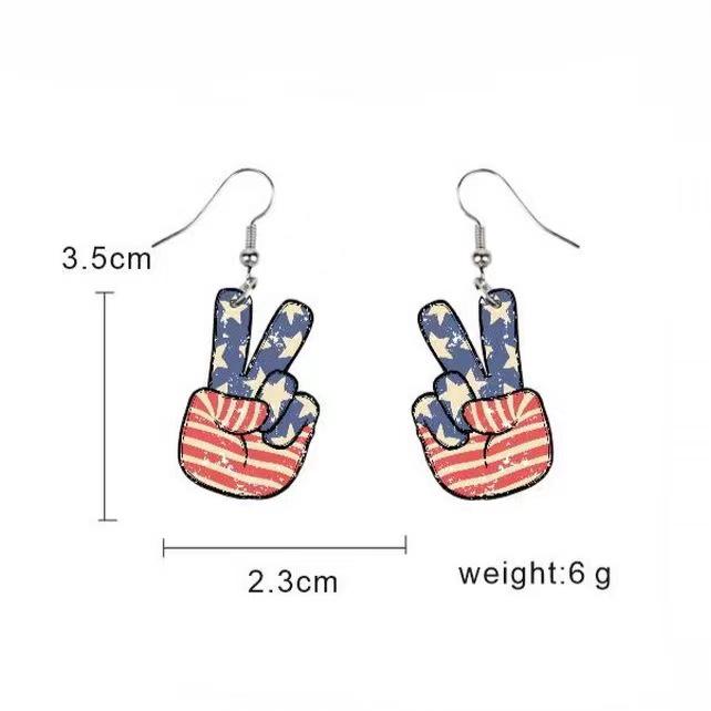 European Handmade USA Independence Day Earrings with Butterfly, Unicorn, Smiley Face, Star, and Woman Head Designs