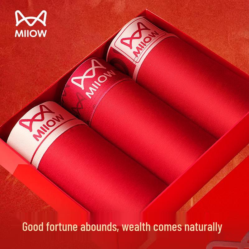 MIIOW Glückliche rote Baumwoll-Boxershorts für Herren