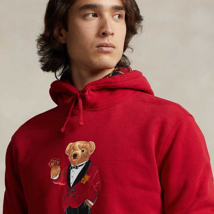 Polo Ralph Lauren SS24 Letter Bear Print Casual Hoodie Men hoodies Red MNPOKNI16823377-600