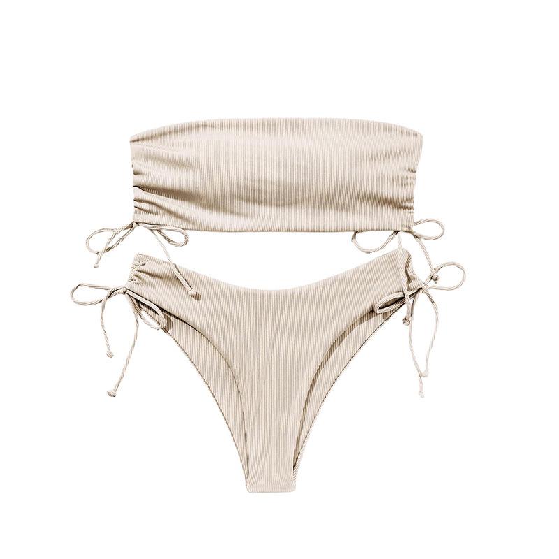 European & American Sexy Bandeau Split Swimsuit - Women's Drawstring Bikini Fashion