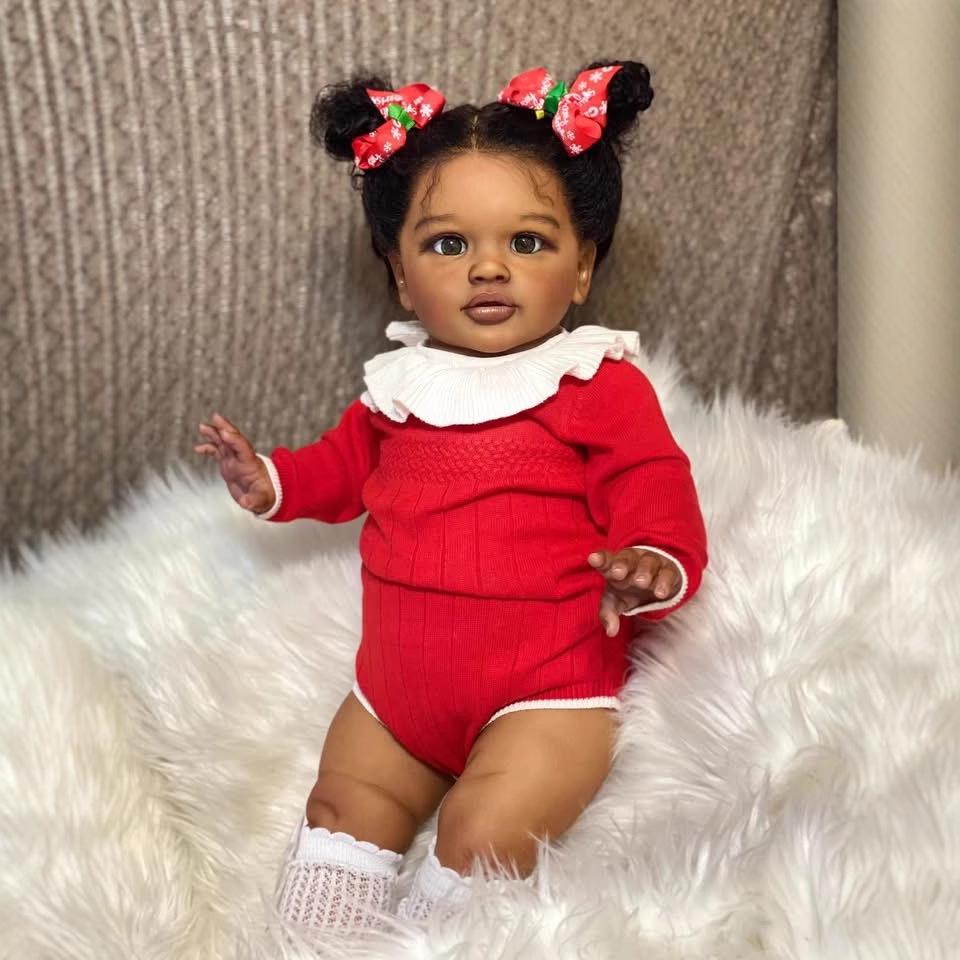 26-Inch Realistic PIPPA Red Bodysuit Doll with Dark Skin and Long Sleeve