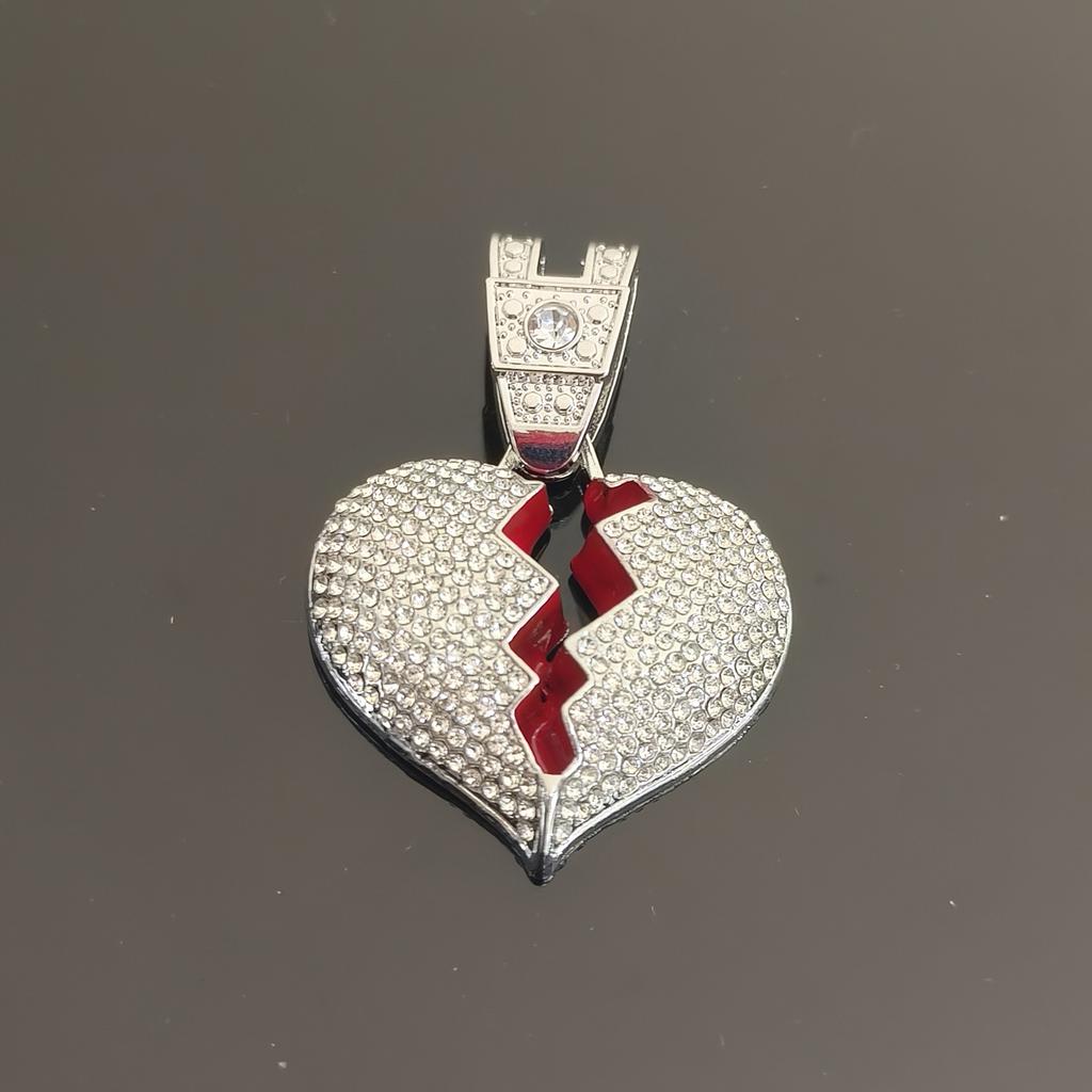 Hip Hop Persönlichkeit Liebe Anhänger Herren Diamant Halskette HIPHOP Schmuck Europäische und Amerikanische Cubanische Kette Bemalter Öl Herz Anhänger