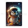 Astronaut Space Penguin Cruiser Metal Bar Decoration Designing Tin Sign Poster
