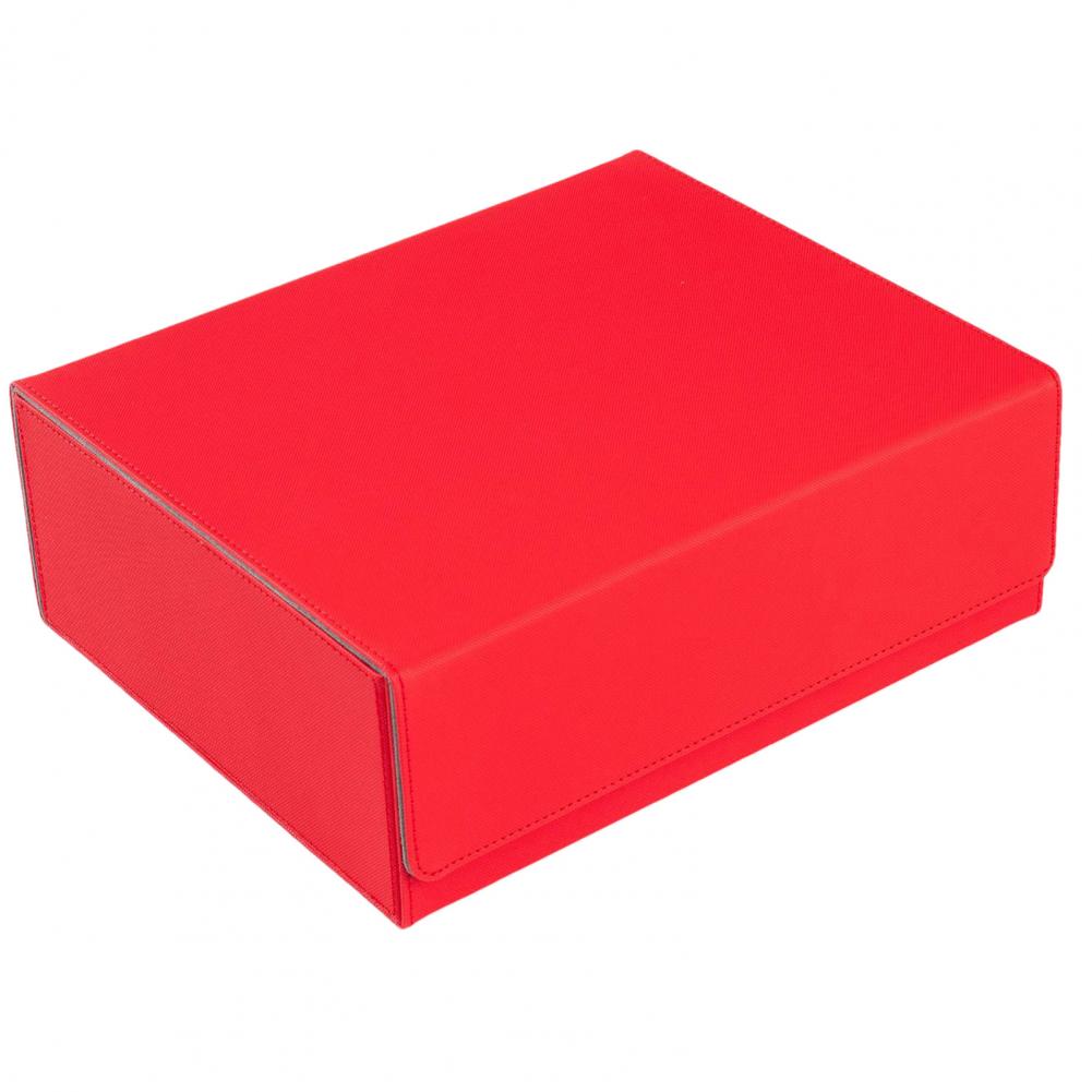 Card Storage Box Faux Leather Magnetic Closure 3-Row Trading Card Organizer Compartments Drawer With Card Dividers Dice Tray