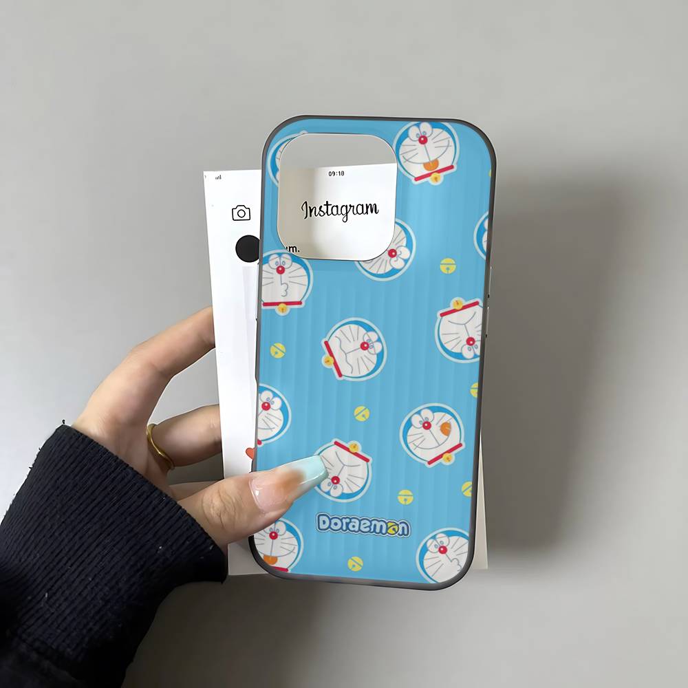 Cartoon Doraemon For IPhone 17 16 15 11 12 13 14 Pro Max Plus Pro Corrugated Translucent Back Phone Cover