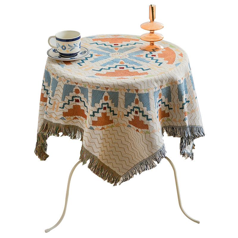 

Bohemian Quality Dining Tablecloth Color Soft Cotton Stripe Multi Size Home Kitchen Banquet Plaid Vintage Table Cover tafelkleed 90x90cm