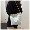 New Chinese Style Silk Bucket Bag Women Fashionable Woven Shoulder Purse Soft Underarm Handbag