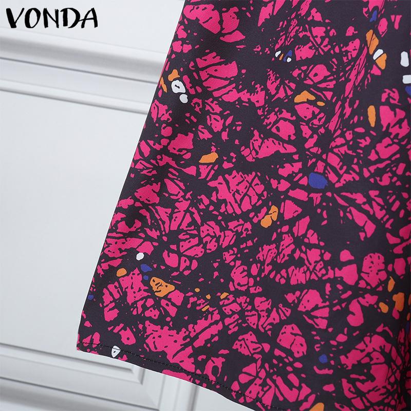 VONDA Summer Women Strap Sleeveless Printing Party Casual Holiday Long Pleated Dresses