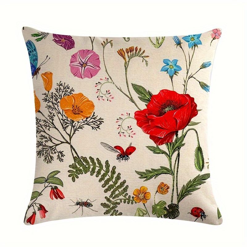 

Outdoor Patio Throw Pillow Covers Summer Spring Garden Flowers Farmhouse Décor Outside Furniture Swing Decorative Cushion Cases 45x45cm 18x18in