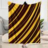 1pc Flannel Lightweight Small Throw Blanket 2D Flat Yellow Brown Striped Print Pattern Suitable for All Seasons Machine Washable S