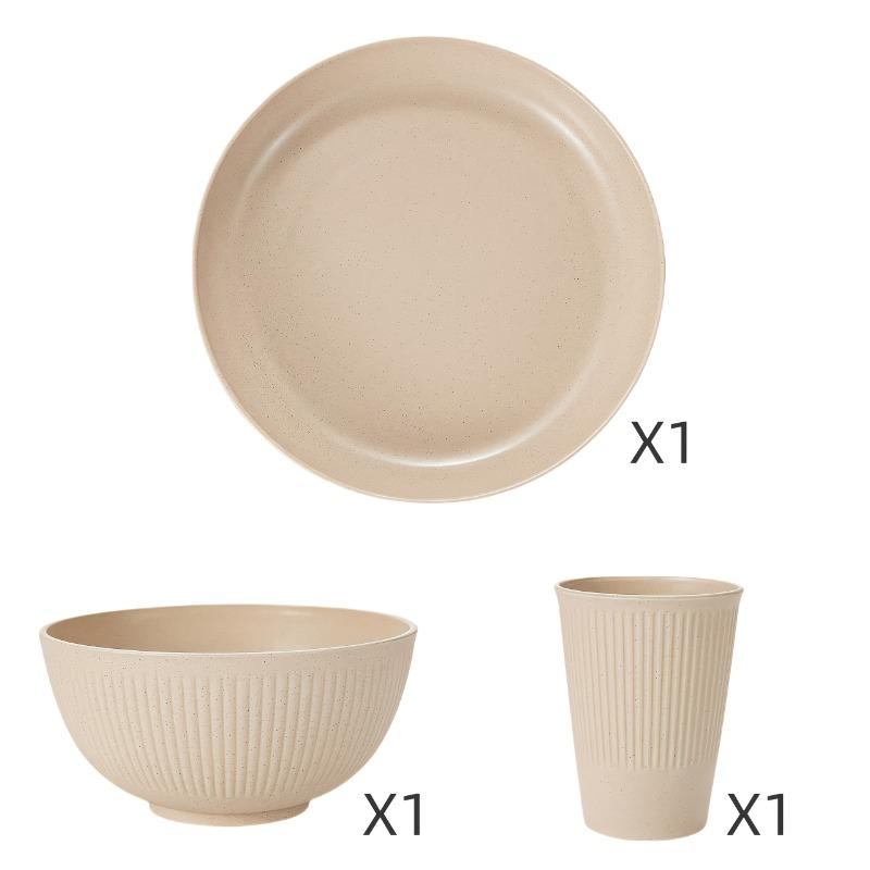 3pcs/set Tableware Colorful Advanced PP Plate, Bowl and Cup Set for Home Use Suitable for Family Gatherings, Hotels