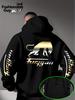 Metallic Gradient Wild Beast Silhouette and Letter Print Back & Sleeves Men Hip Hop Sports Hoodie Street Casual Loose Pullover
