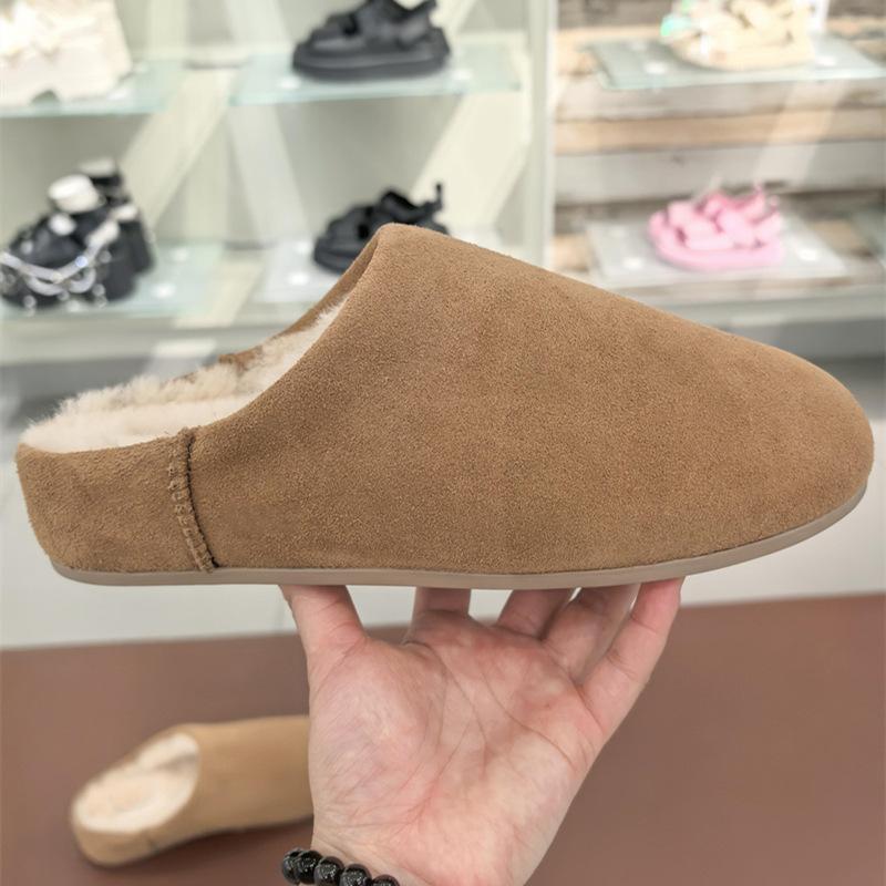 

Пушистые плюшевые тапочки~ Удобная и теплая повседневная обувь для ленивых, новинка осени и зимы 2025, тапочки с открытой пяткой 42 коричневый