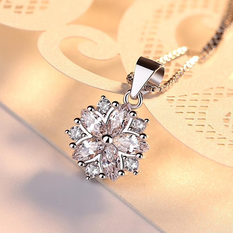 925 Silver Cherry Blossom Pendant Necklace - Simple, Versatile Clavicle Chain for Women, Ideal Birthday Gift