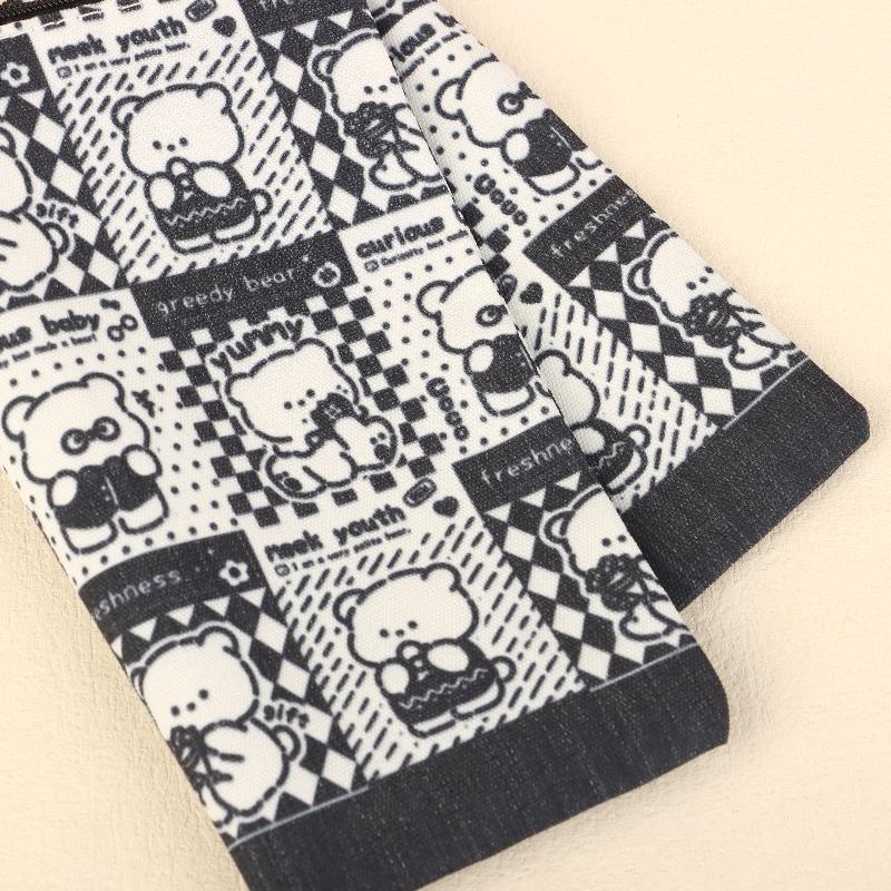 Cute Black Plaid Bear Cosmetic Bag Cartoon Clutch Makeup Bag Travel Toiletry Bag Large Capacity Storage Pouch Coin Purse Gifts