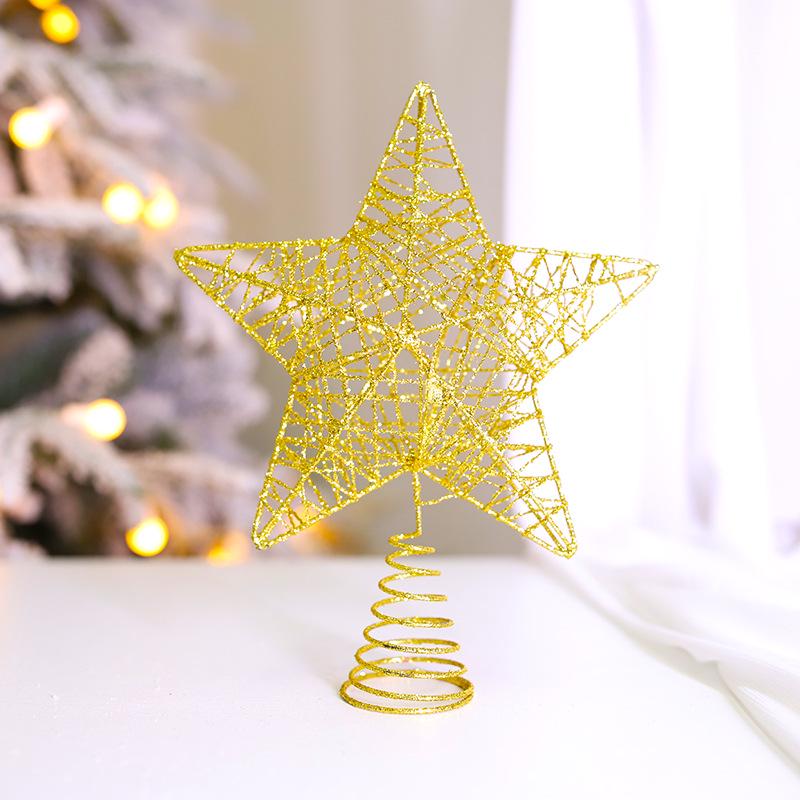 Třpytivá pěticípá hvězda na špičku vánočního stromku - Železná umělecká dekorace