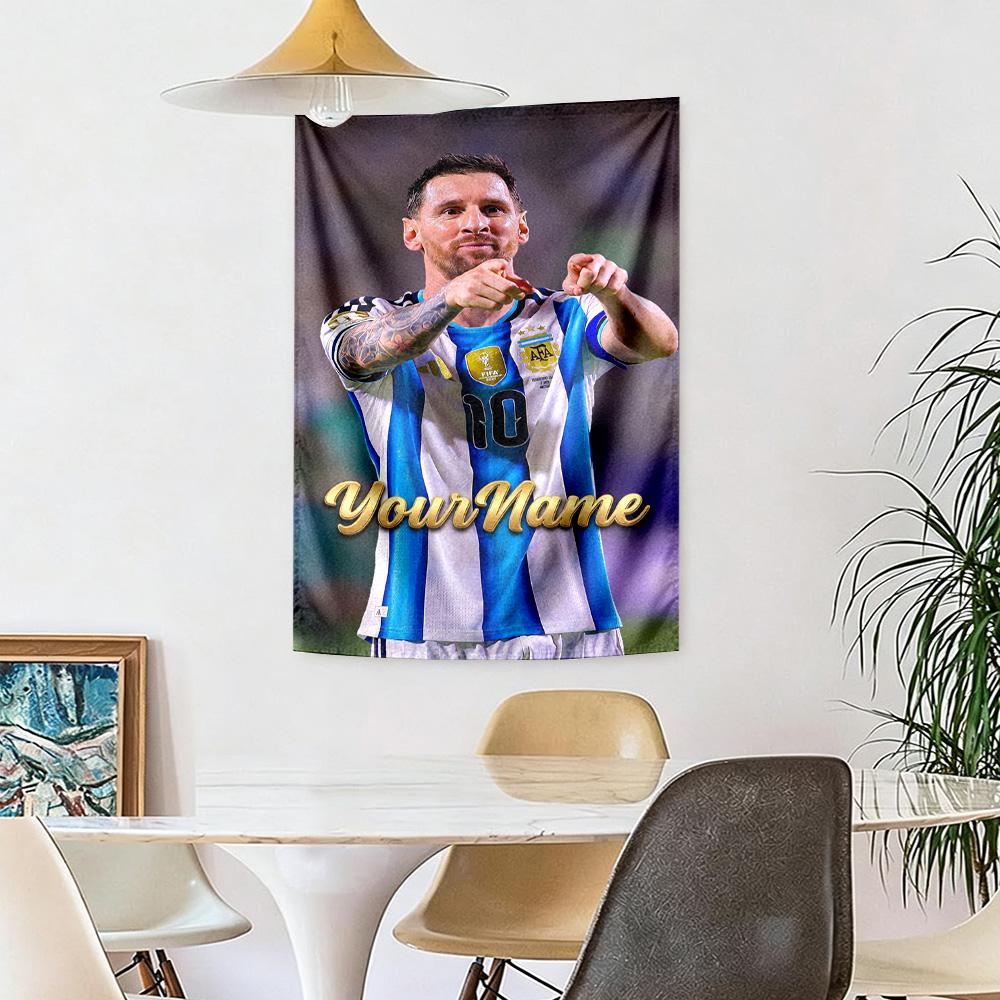 Messi Custom Your Name Wall Decor Tapestry Art For Pet Memorial Birthdaywedding Party Backdrop Family Gift