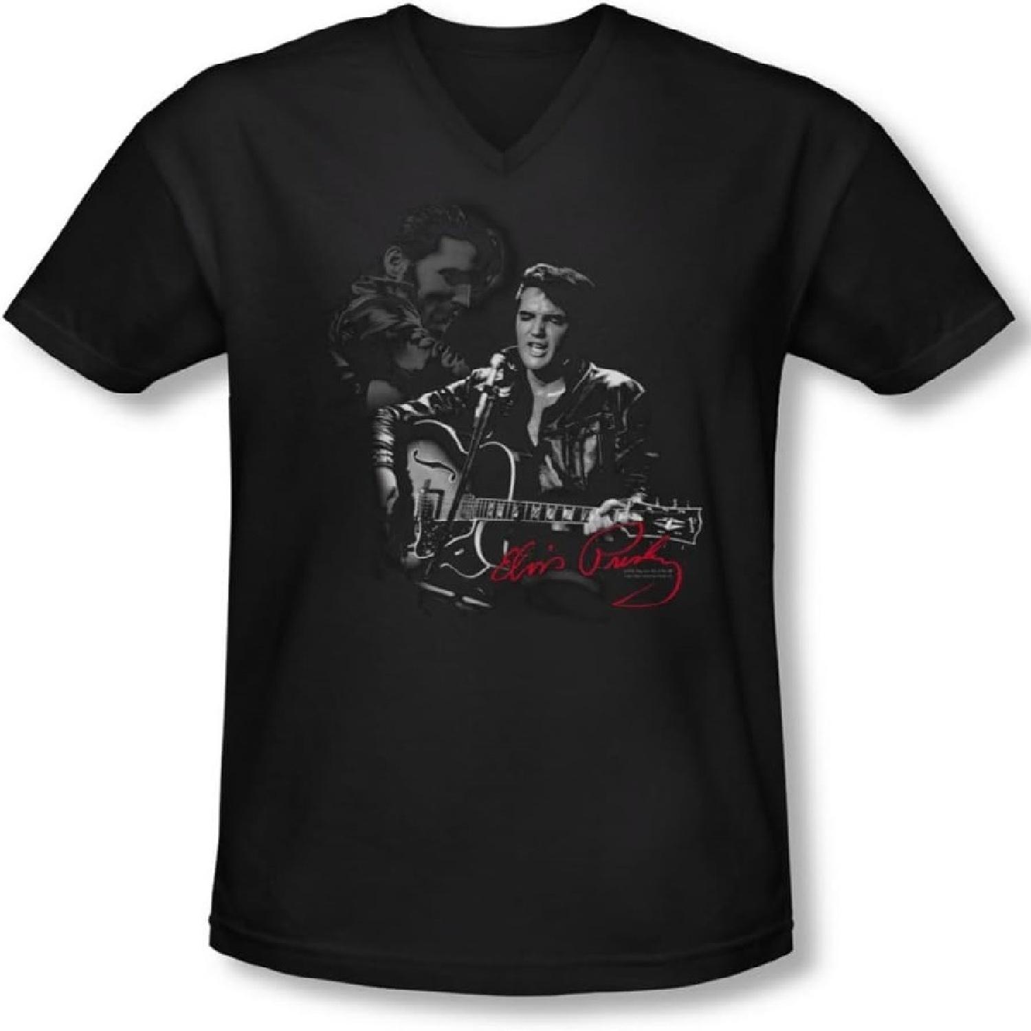 Elvis - Mens Show Stopper V-Neck T-Shirt, Large, Black XXXXXL чёрный