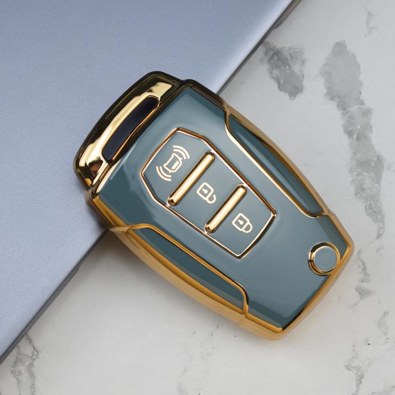 

Golden Edge Tpu Key Cover Shell Car Key Cover For Ssangyong Kyron 2 Sanka Actyon Korando Tivoli 3 Buttons Remote Key Case