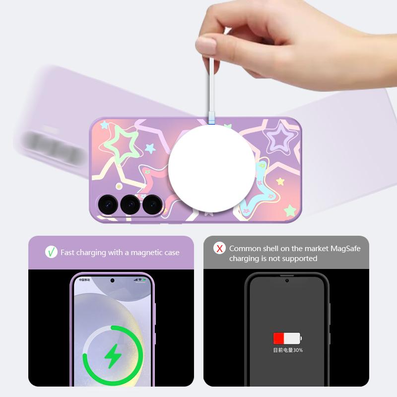 Stars Pattern Magnetic Phone Case For Samsung Galaxy S26 S25 S24 Ultra S23 S24 S25 FE S22 Plus For Magsafe Soft TPu Back Cover